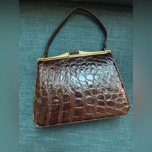 Vintage Belle Stone Crocodile Handbag